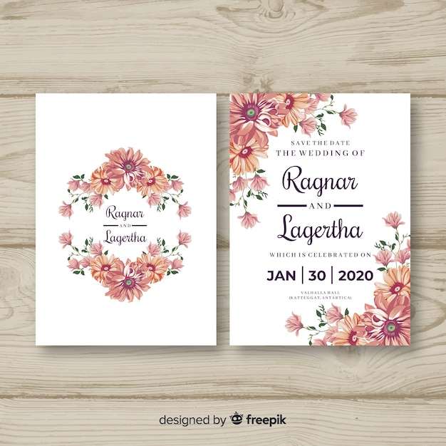 Download Free Vector | Floral wedding invitation template