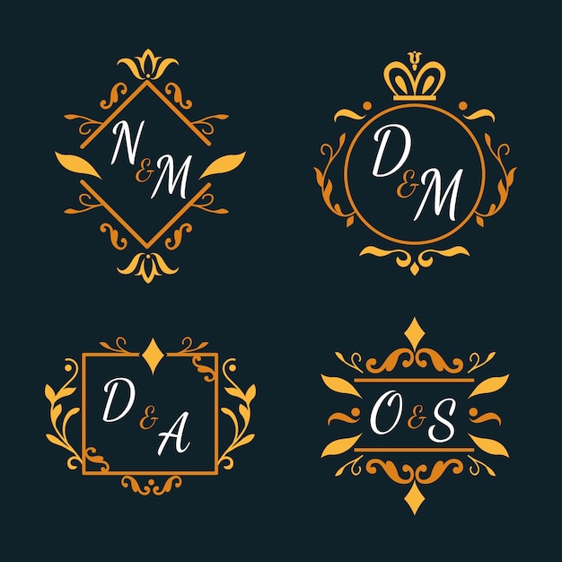 Free Vector Floral Wedding Monograms Pack