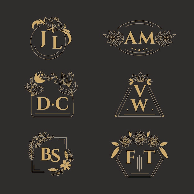 Download Floral wedding monograms | Free Vector