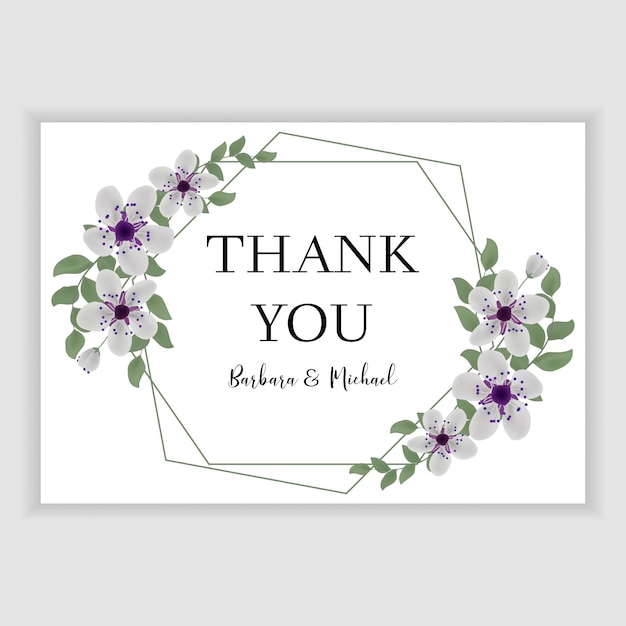 Download Floral wedding thank you card with purple cherry blossom ...