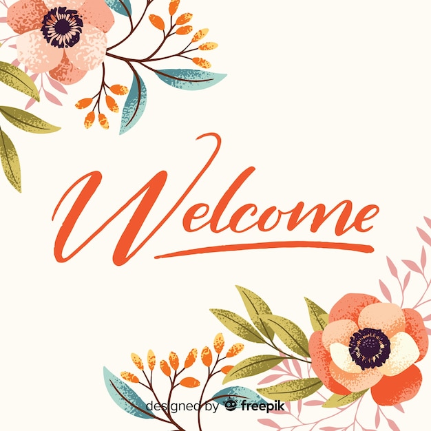 Floral welcome lettering concept | Free Vector