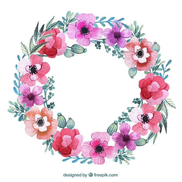 Floral wreath in pink colors Vector | Free Download