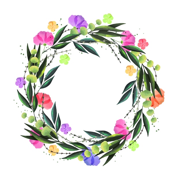 Floral wreath in watercolor style | Free Vector