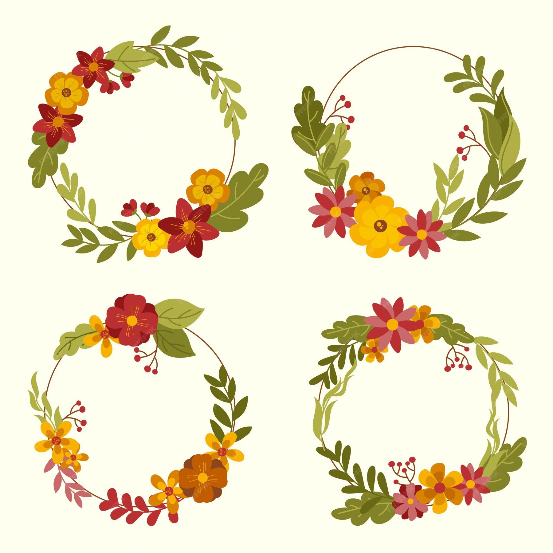 Free Vector Floral Wreaths Collection 2298