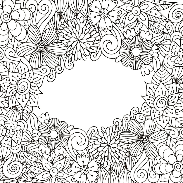 Floral zentangle decorative frame Vector | Premium Download