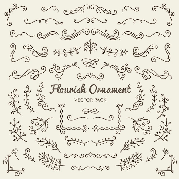 Download Flourish ornaments calligraphic design elements Vector | Free Download