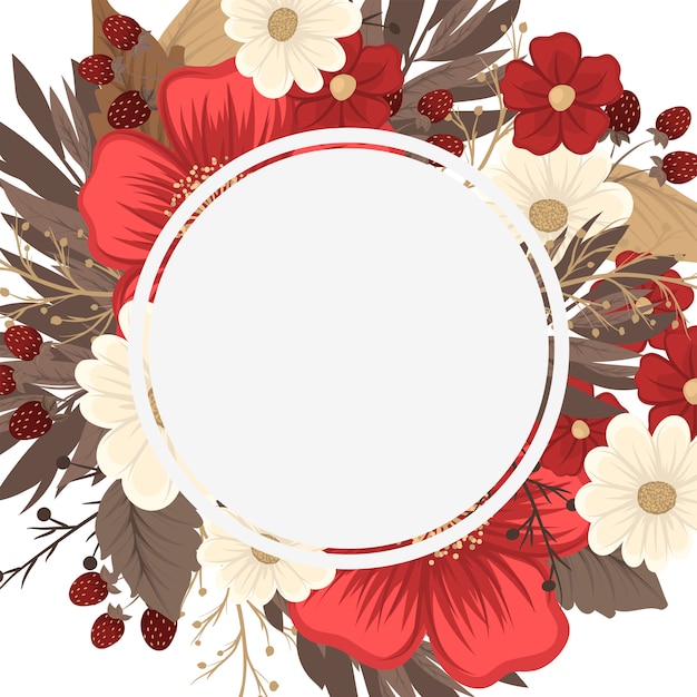 Flower border drawing - red frame | Free Vector