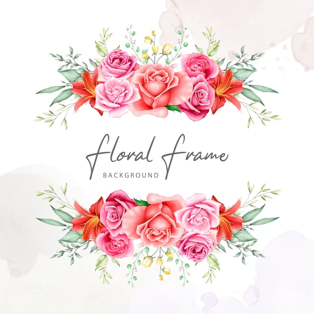 Premium Vector | Flower bouquet frame watercolor collection