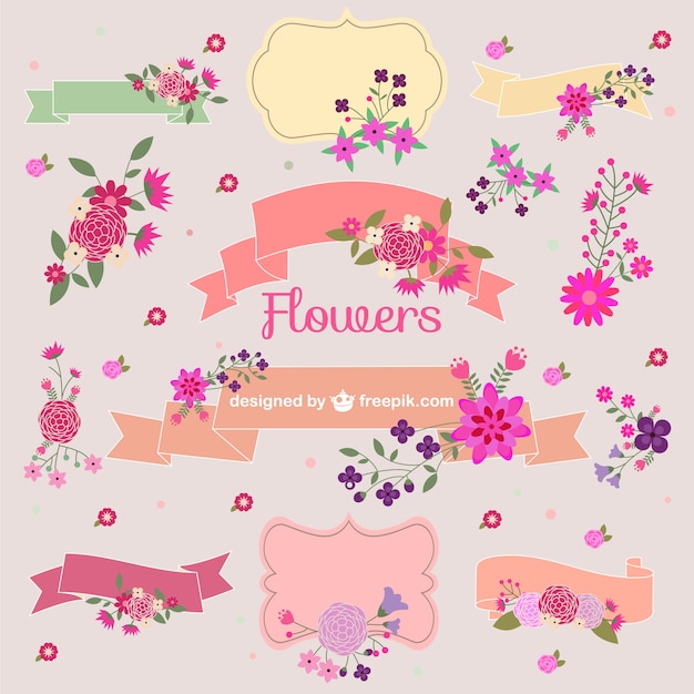 Flower bouquets and ribbons
