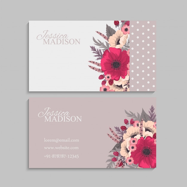 Download Free Vector | Flower business cards hot pink