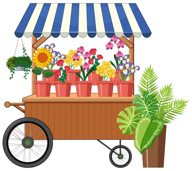 Download Free Vector | Flower cart shop cartoon style isolated