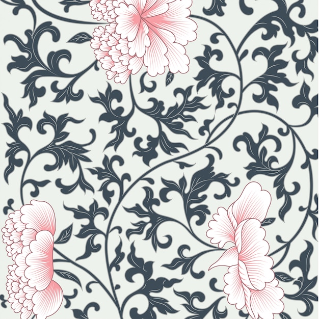 Premium Vector | Flower design in chinese style