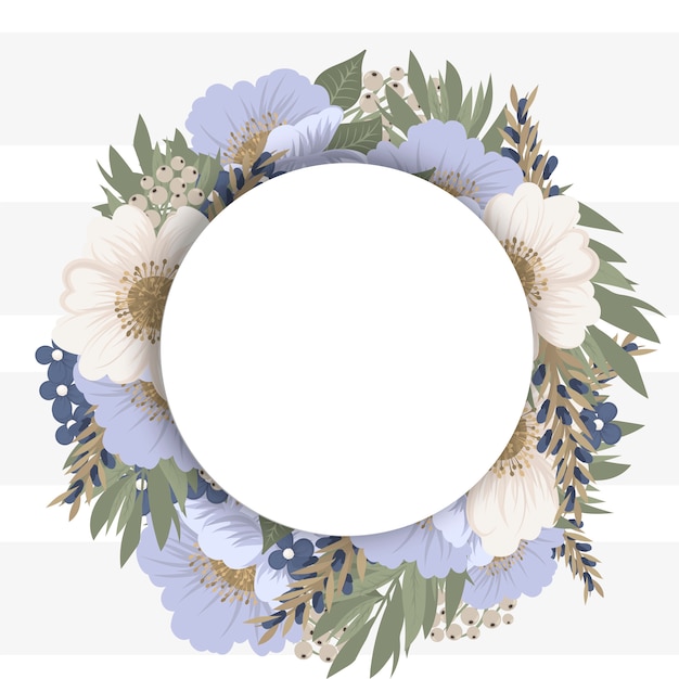 Flower designs border - light blue flowers | Free Vector
