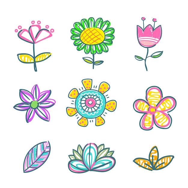 Download Flower doodle vector Vector | Premium Download