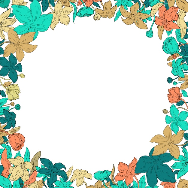 Flower frame  for portrait photo  Premium Vector