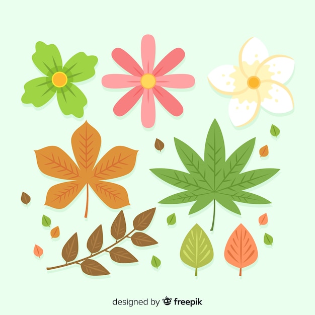 Free Vector | Flower and leaf collection