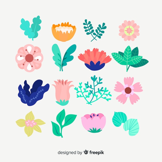 Flower and leaf collection | Free Vector