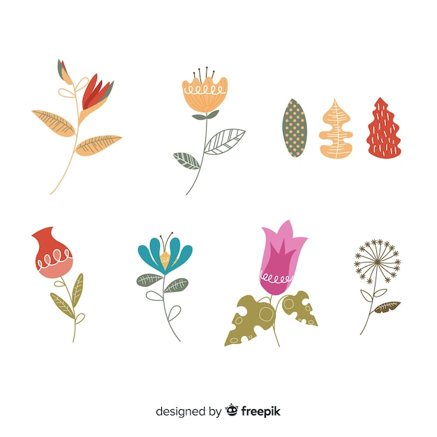 Flower and leaves collection | Free Vector