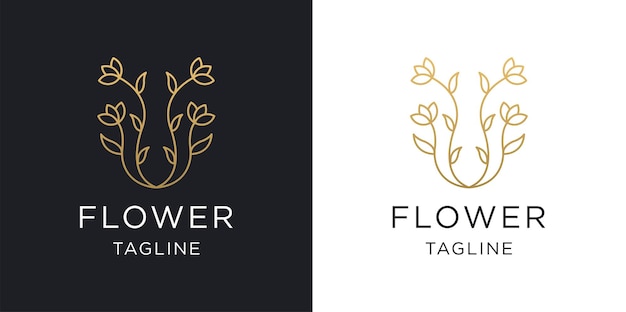 Premium Vector Flower Line Style Simple Elegant Logo Design Template