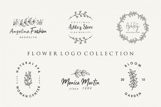 Premium Vector | Flower logo collection with minimalist style