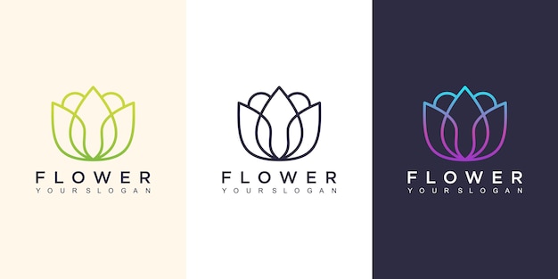 花のロゴのデザインイラスト プレミアムベクター
