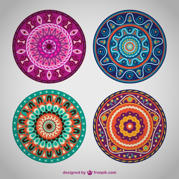 Download Flower mandala ornaments | Free Vector