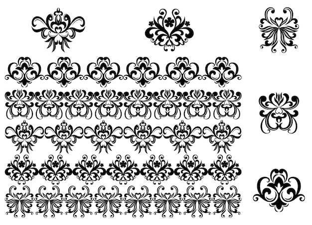 Premium Vector | Flower patterns and borders