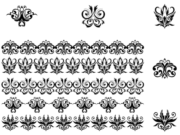 Premium Vector | Flower patterns and borders