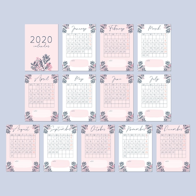 Premium Vector Flower Peach Pink Calendar Card