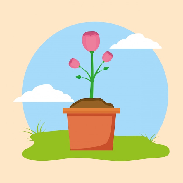 Flower in pot Vector | Free Download