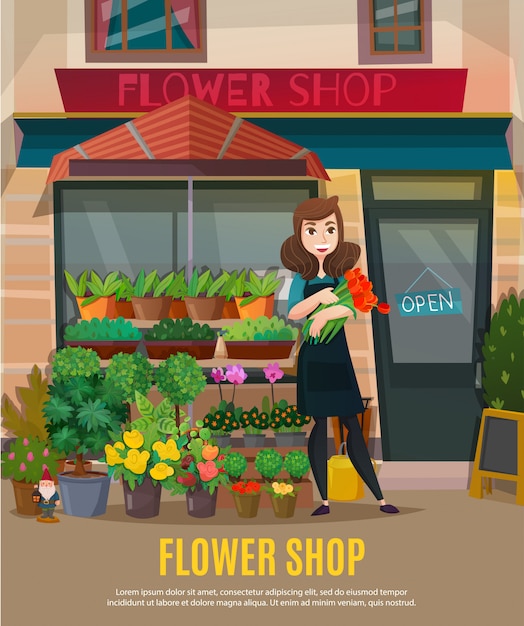 Free Vector Flower Shop Illustration