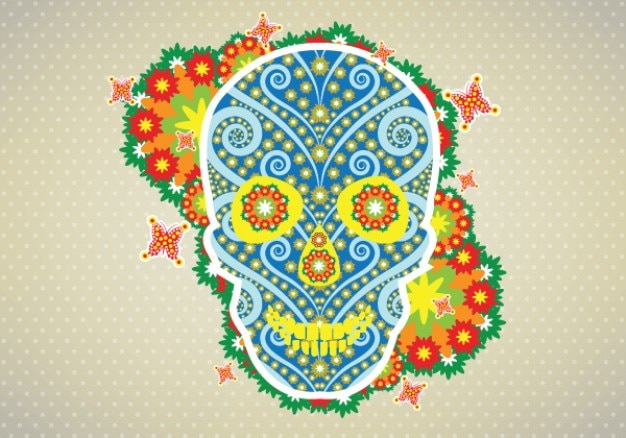 Download Flower skull vector illustration | Free Vector