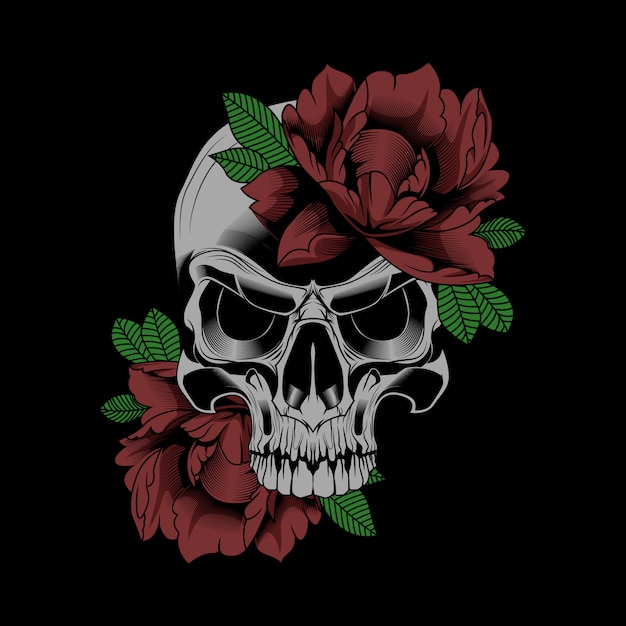 Download Flower skull vector illustration | Premium Vector