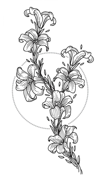 花のタトゥー プレミアムベクター