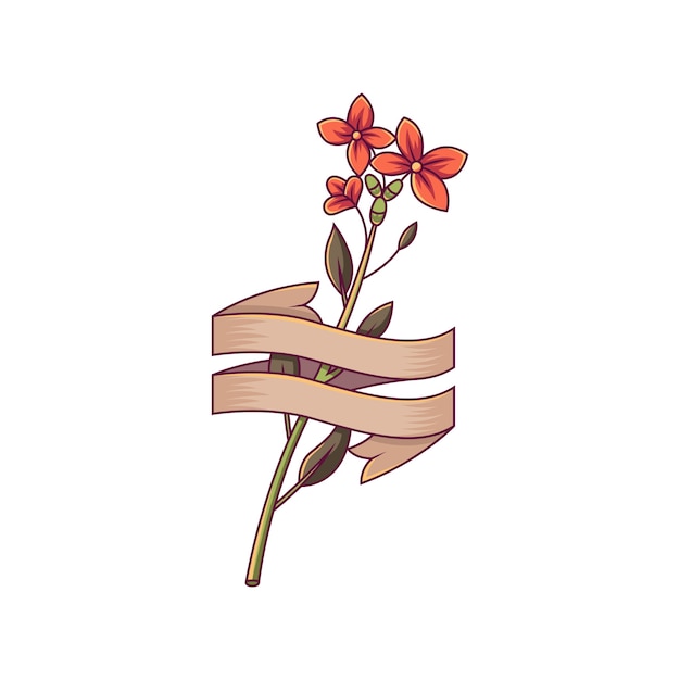 Flower with ribbon vector illustration | Premium Vector
