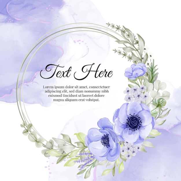 紫のアネモネの花の花輪フレーム 無料のベクター