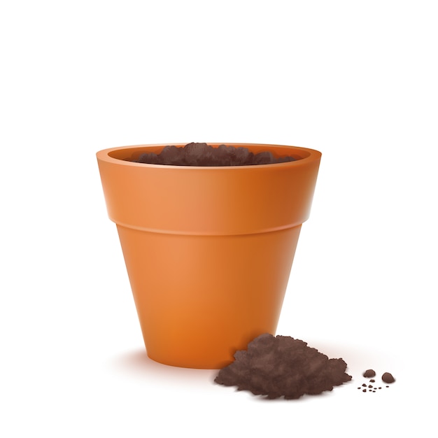 Flowerpot with ground | Premium Vector