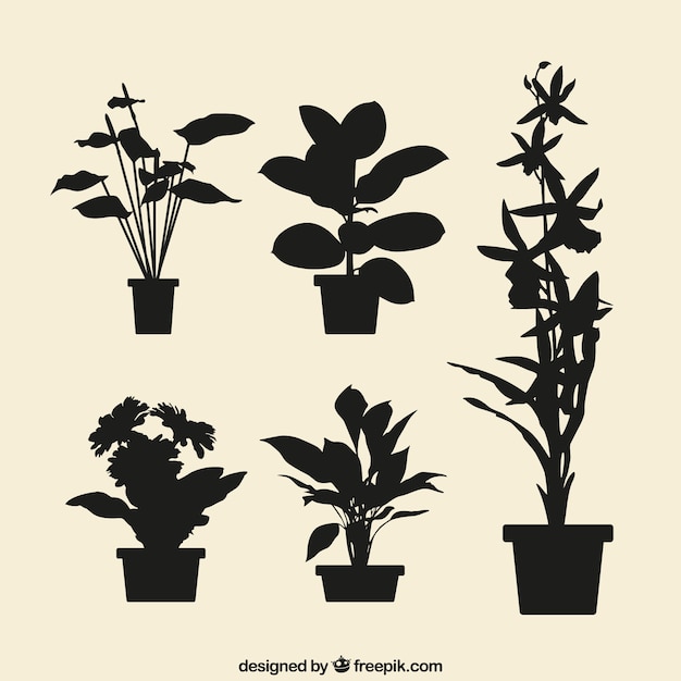 Flowerpots silhouettes Vector | Free Download