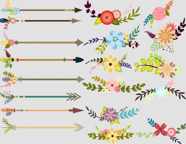 Download Flowers and arrow collection Vector | Free Download