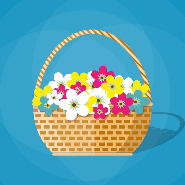 Flowers in a basket Vector | Premium Download