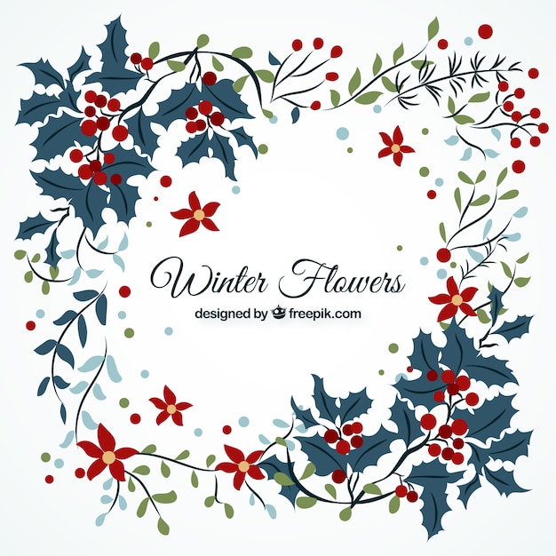 Download Flowers and christmas leaves Vector | Free Download
