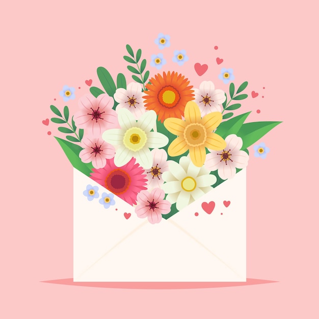 Premium Vector | Flowers in an envelope.