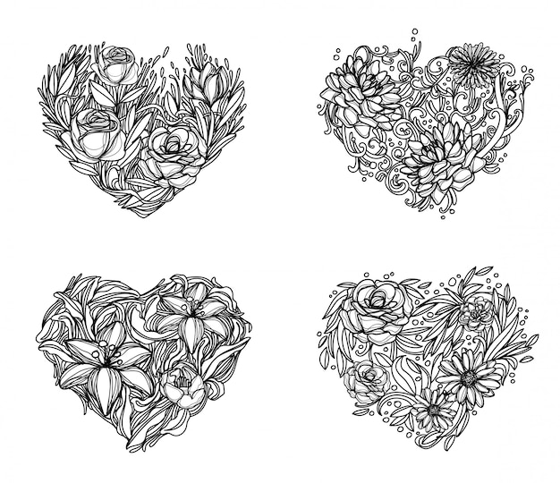 Premium Vector Flowers Hand Drawing And Sketch Black And White