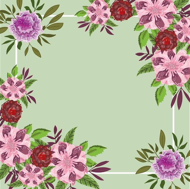 花葉自然植物緑の背景 イラスト絵画 プレミアムベクター