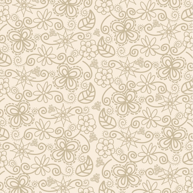 ベージュの背景パターンベクトルイラスト以上の花 プレミアムベクター