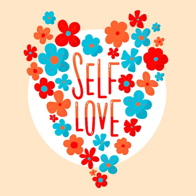 Free Vector | Flowers self love lettering