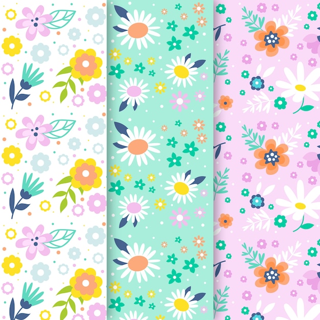Free Vector | Flowers of spring season seamless pattern collection
