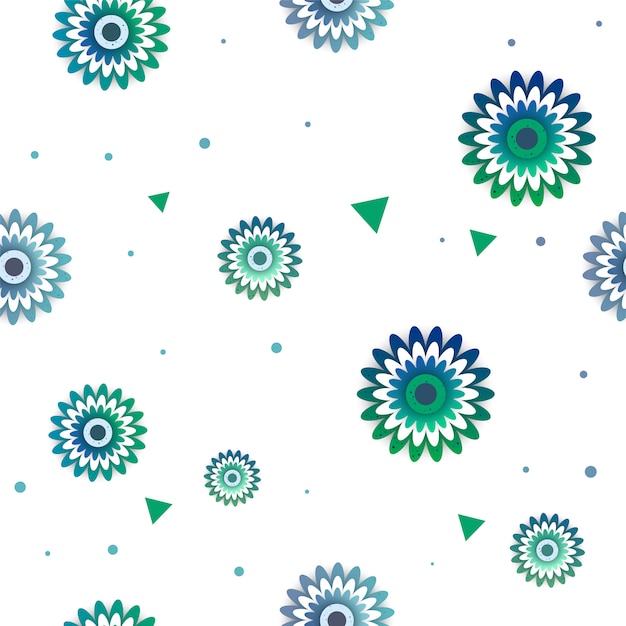 Flowers vector pattern with triangle Premium Vector