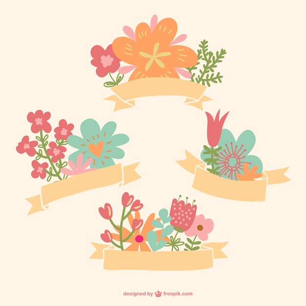 Download Flowers with ribbons Vector | Free Download