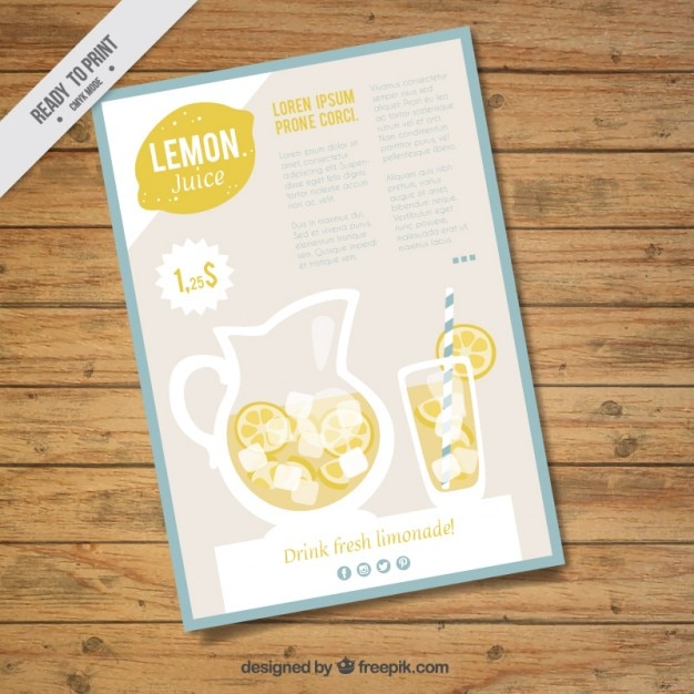 Free Vector Flyer of delicious lemonade